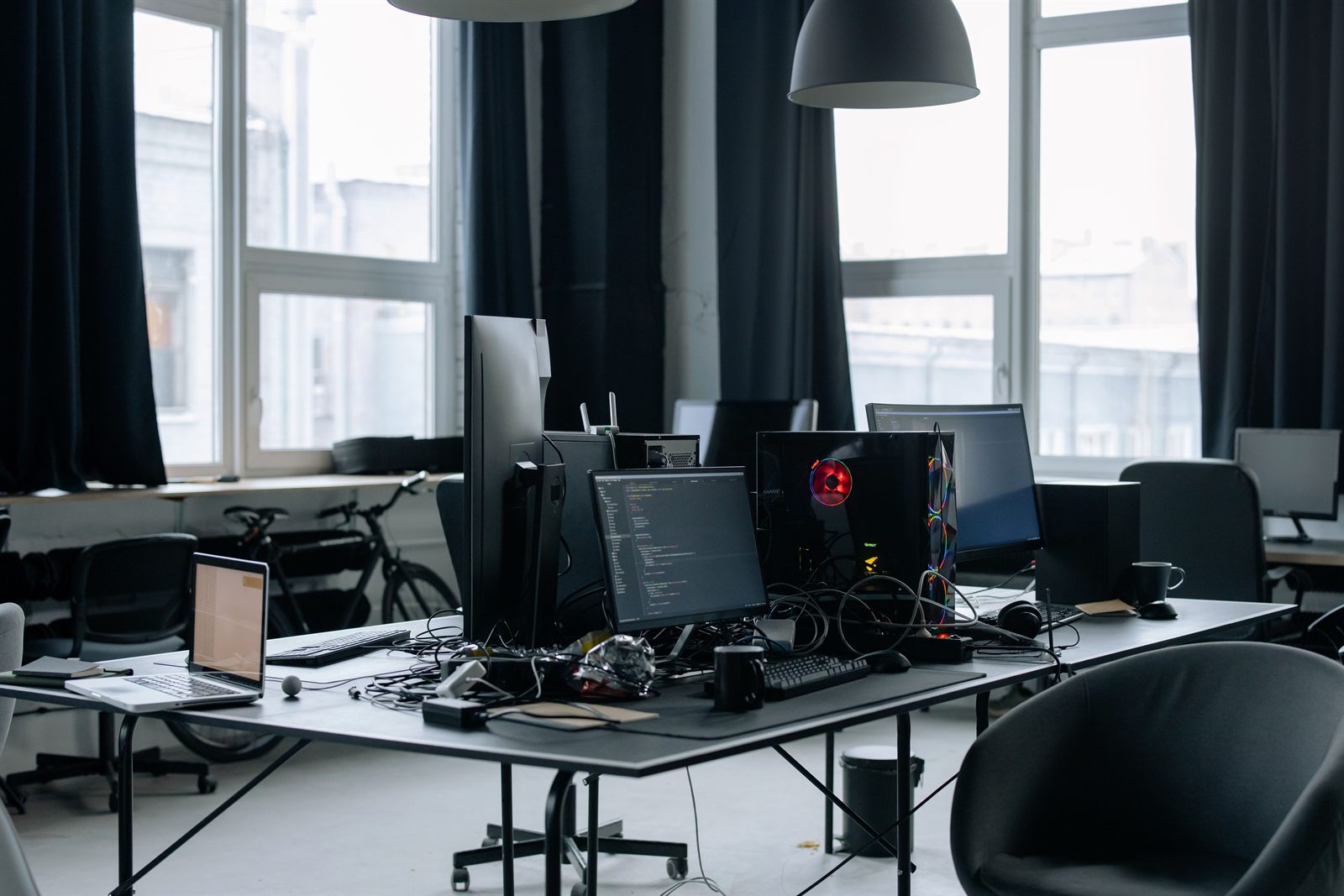 Office workspace with computers
